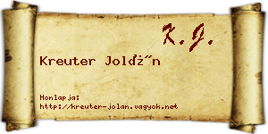Kreuter Jolán névjegykártya